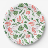 Assiettes En Carton Tropical Pink Flamingo Pattern v2 (Devant)