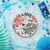 Assiettes En Carton Tropical print monstera leaves scissors jungle exo (Fête)