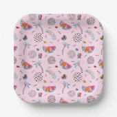 Assiettes En Carton Tropical rose Memphis Style Motif (Recto)