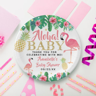 Assiettes En Carton Tropical Summer Beach Luau Girls Baby shower