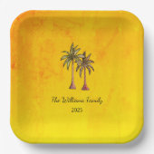 Assiettes En Carton Tropical Summer Palm Trees de natation Pool Party  (Recto)