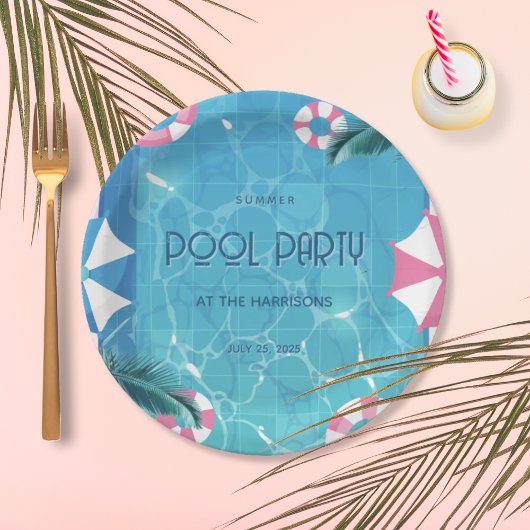 Assiettes En Carton Tropical Summer Pool Party