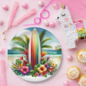 Assiettes En Carton Tropical Surfboard Le Big ONE 1er anniversaire (Fête)