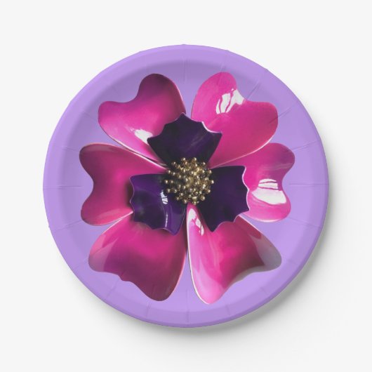 Assiettes En Carton Tropical violet orchidée MOD Mariage d'été (Devant)