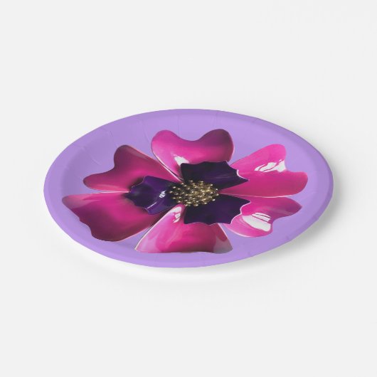 Assiettes En Carton Tropical violet orchidée MOD Mariage d'été (Angle)