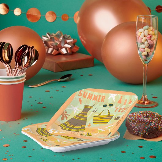 Assiettes En Carton Tropiques d'été