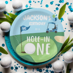 Assiettes En Carton Trou Dans Un Garçon De Golf Premier Anniversaire P