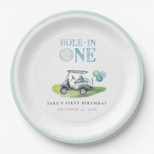 Assiettes En Carton Trou En Un Panier De Golf Bleu Plaques Papier Anni (Devant)