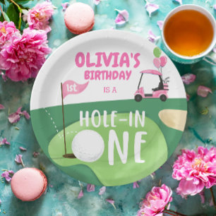 Assiettes En Carton Trou En Une Fille De Golf Premier Anniversaire Par