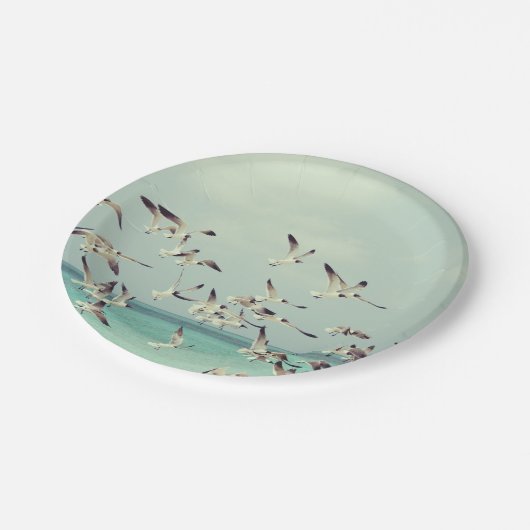 Assiettes En Carton Troupeau des plaques à papier de mouettes (Angle)