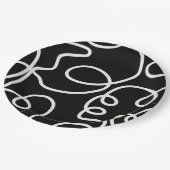 Assiettes En Carton Trucs De Brosse Abstrait Noir Et Blanc (Angle)