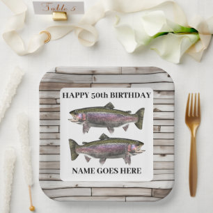 Assiettes En Carton Truite arc-en-ciel Pêche rustique en plein air Ann