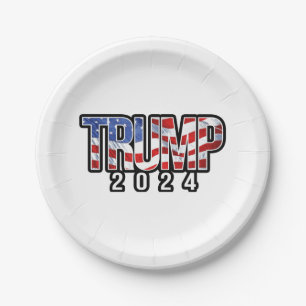 Assiettes En Carton Trump 2020 - Drapeau d'embrasement