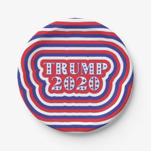 Assiettes En Carton Trump 2020 Patriotique Rouge Bleu Bleu Stripes