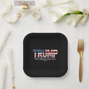 Assiettes En Carton Trump 2024 Redonner l'Amérique aux cadeaux américa