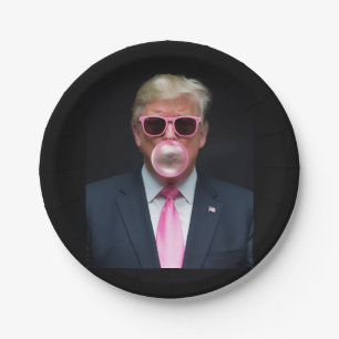 Assiettes En Carton Trump Bubble Gum Rose Président 47 États-Unis