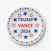 Assiettes En Carton Trump, Vance 2024 Plaque en papier (Devant)