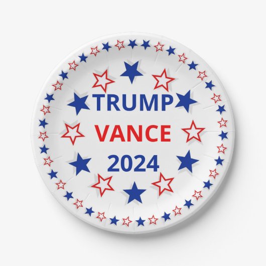 Assiettes En Carton Trump, Vance 2024 Plaque en papier (Devant)