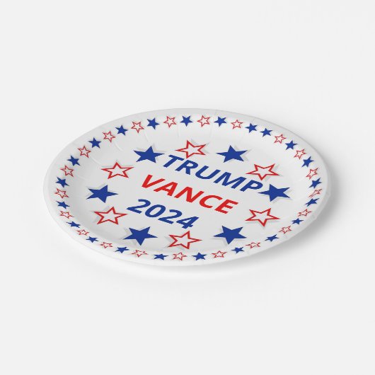 Assiettes En Carton Trump, Vance 2024 Plaque en papier (Angle)