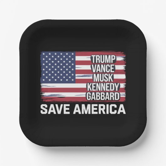 Assiettes En Carton Trump Vance Musk Kennedy Gabbard 2024 Sauvez l'Amé (Recto)