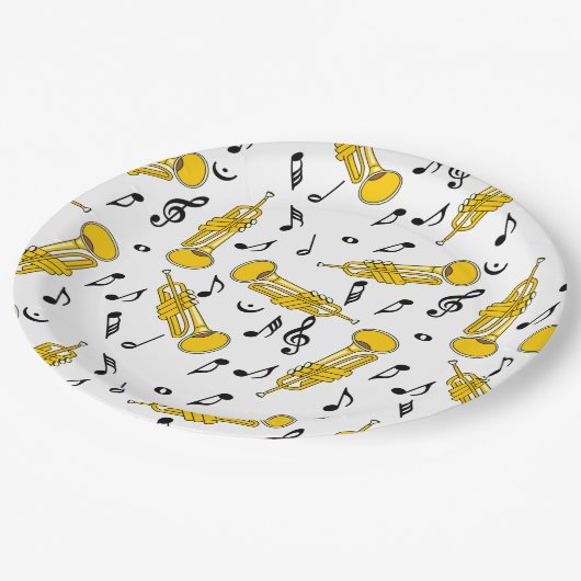 Assiettes En Carton Trumpet Music Notes Motif (Angle)