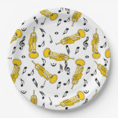 Assiettes En Carton Trumpet Music Notes Motif (Devant)