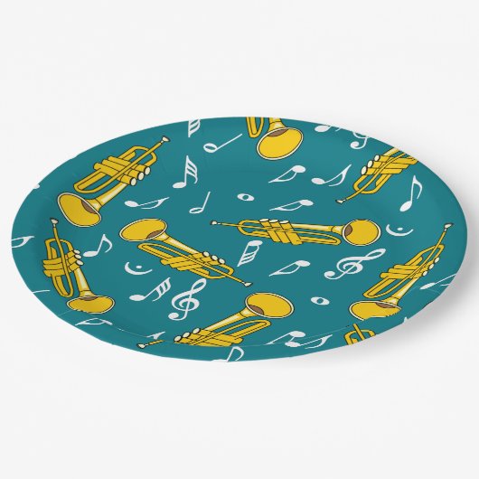 Assiettes En Carton Trumpet Music Notes Motif (Angle)