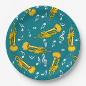 Assiettes En Carton Trumpet Music Notes Motif (Devant)