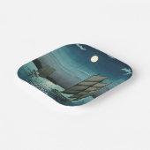 Assiettes En Carton Tsuchiya Koitsu - Bateaux à Shinagawa, Nuit (Angulaire)