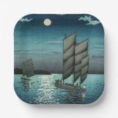 Assiettes En Carton Tsuchiya Koitsu - Bateaux à Shinagawa, Nuit (Recto)