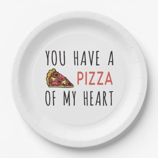 Assiettes En Carton Tu as une pizza de mon coeur (Devant)