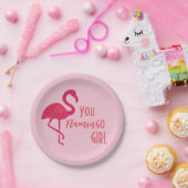 Assiettes En Carton Tu vas au Flamant rose rose fille (Fête)