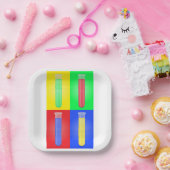 Assiettes En Carton Tubes de test colorés (Fête)