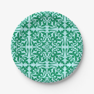 Assiettes En Carton Tuile marocaine - turquoise et aqua