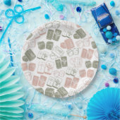 Assiettes En Carton Tuiles de Mahjong et dés en rose et kaki (Fête)