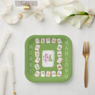 Assiettes En Carton Tuiles de Mahjong pour les Fêtes