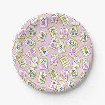 Tuiles de Mahjong Preppy sur fond rose pastel