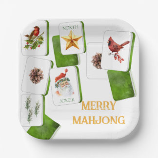 Assiettes En Carton Tuiles de Noël Vertes et Rouges pour la Partie de
