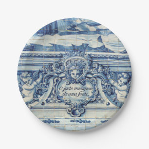 Assiettes En Carton Tuiles murales portugaises bleues et blanches avec