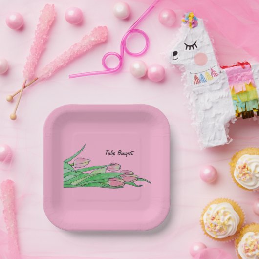 Assiettes En Carton Tulip Bouquet Laying Down (Fête)