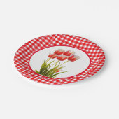 Assiettes En Carton Tulipe rouge avec En vichy (Angle)