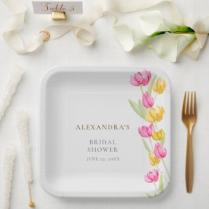 Assiettes En Carton Tulipes Calligraphie Fête des mariées Boho de prin