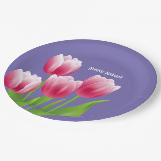 Assiettes En Carton Tulipes de printemps Perse Nouvel an Plaques papie (Angle)