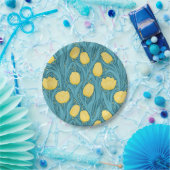 Assiettes En Carton Tulipes en bleu et jaune (Fête)