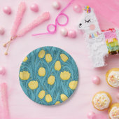 Assiettes En Carton Tulipes en bleu et jaune (Fête)