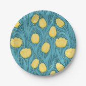 Assiettes En Carton Tulipes en bleu et jaune (Devant)