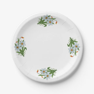 Assiettes En Carton Tulipes et jonquilles Dessin de fleurs 1