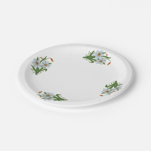 Assiettes En Carton Tulipes et jonquilles Fleurs Design 1 (Angle)