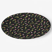 Assiettes En Carton Tulipes et papillons Motif noir (Angle)