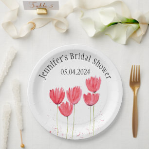 Assiettes En Carton Tulipes Fleurs aquarelle Fête des mariées de print